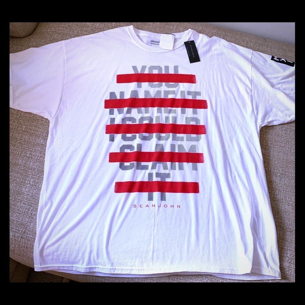 Sean John Graphic T Shirt Men's Size 4XB BIG White/Red NEW